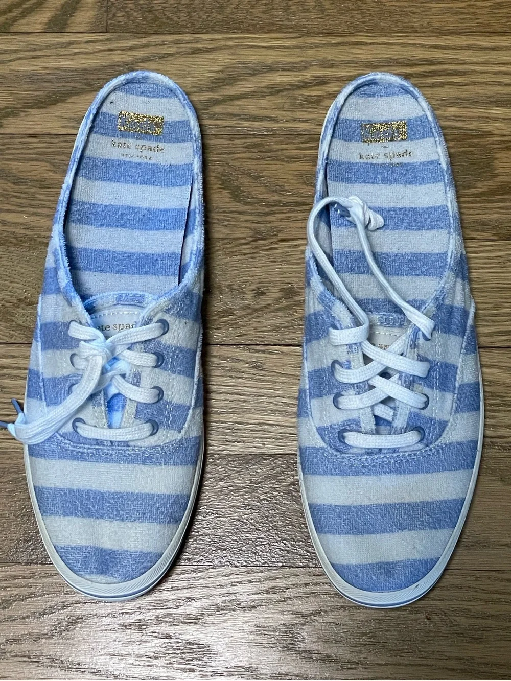 NWOT - Keds x Kate Spade Moxie Mule Terry Cloth Blue Striped Slip On Sneakers